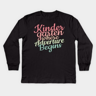 'Where the Adventure Begins' Kindergarten Teacher Gift Kids Long Sleeve T-Shirt